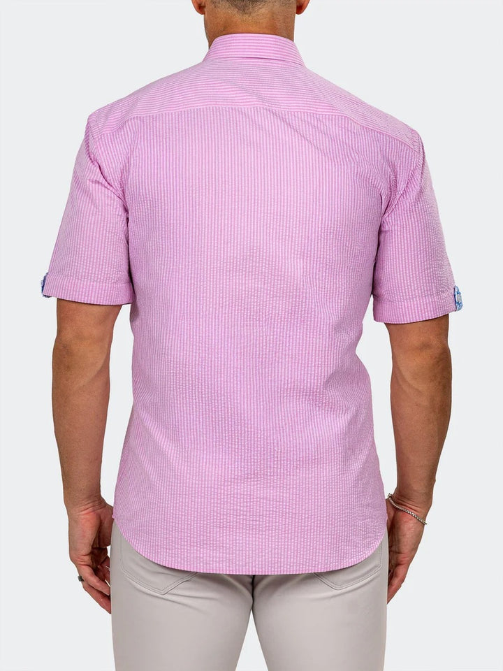 Maceoo Stretch Short-Sleeve Shirt | Galileo Marthyr0069 Pink