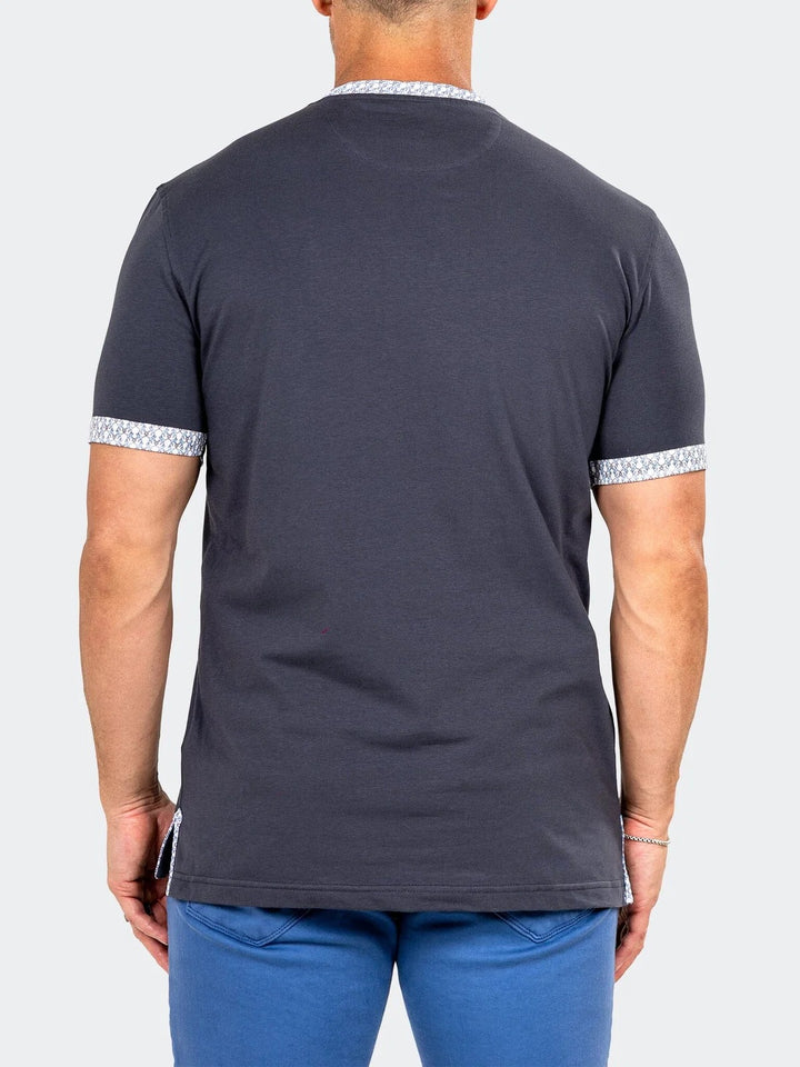 Maceoo Stretch Short-Sleeve Tshirts | Edison Marthyr Grey V-Neck Tee