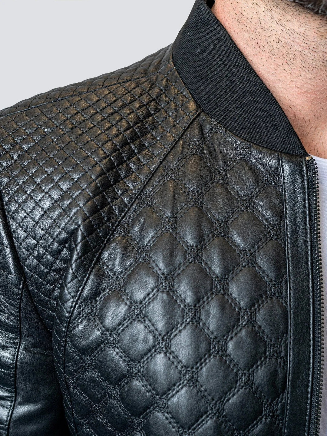 Maceoo Jacket | Perm Croco Black Leather Jacket