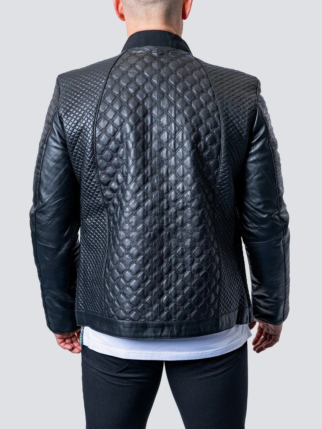Maceoo Jacket | Perm Croco Black Leather Jacket