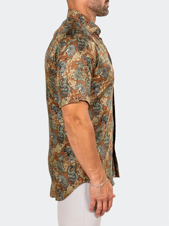 Maceoo Stretch Short-Sleeve Shirt | Galileo Marthyr0203 Brown