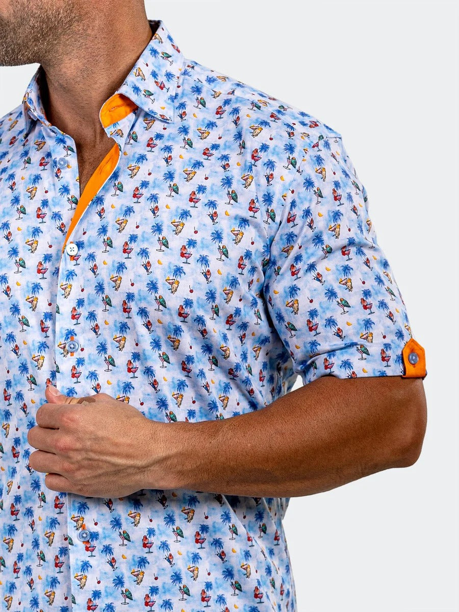 Maceoo Stretch Short-Sleeve Shirt | Galileo Marthyr0219 Blue