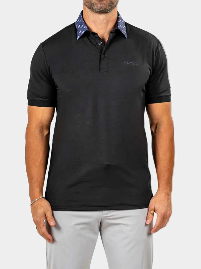 Maceoo Stretch Short-Sleeve Polos | Golf Polo Marthyr0021 Black