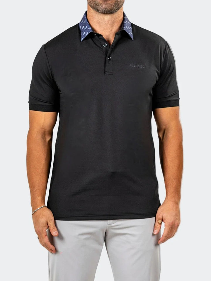 Maceoo Stretch Short-Sleeve Polos | Golf Polo Marthyr0021 Black