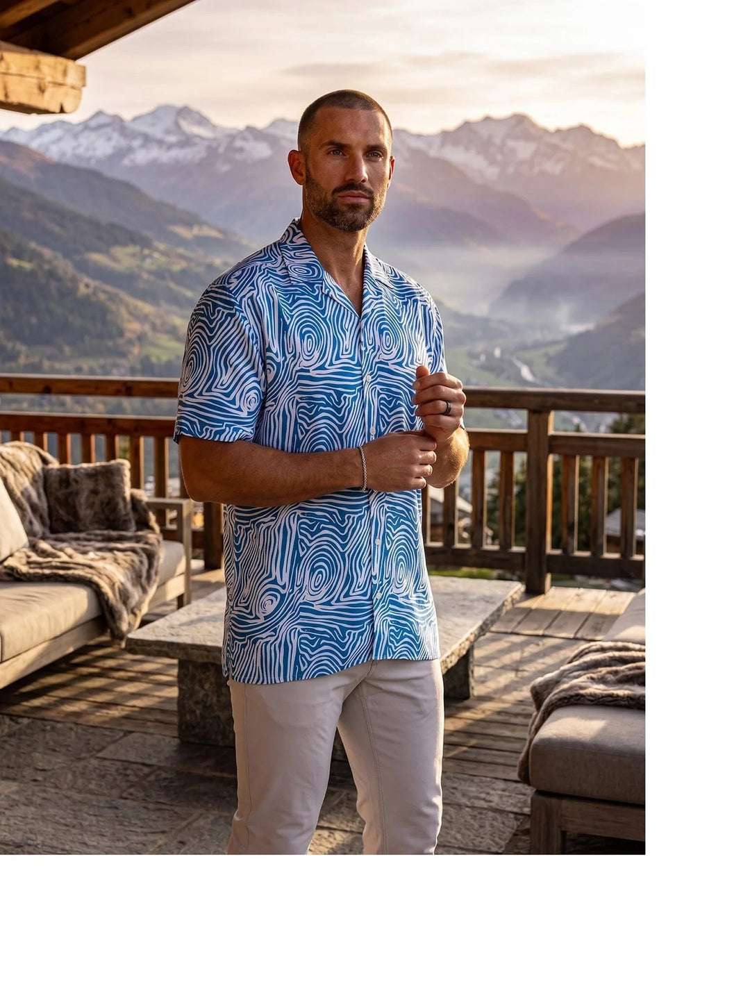 Maceoo Stretch Short-Sleeve Shirt | Apachi Marthyr Blue Shirt