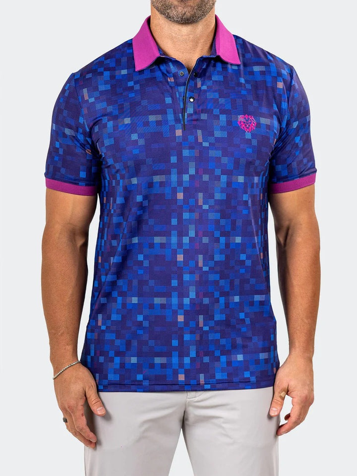 Maceoo Stretch Short-Sleeve Polos | Golf Polo Marthyr0015 Blue