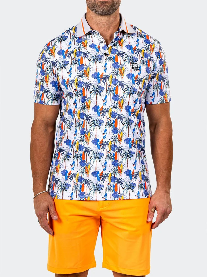Maceoo Stretch Short-Sleeve Polos | Golf Polo Marthyr0024 White
