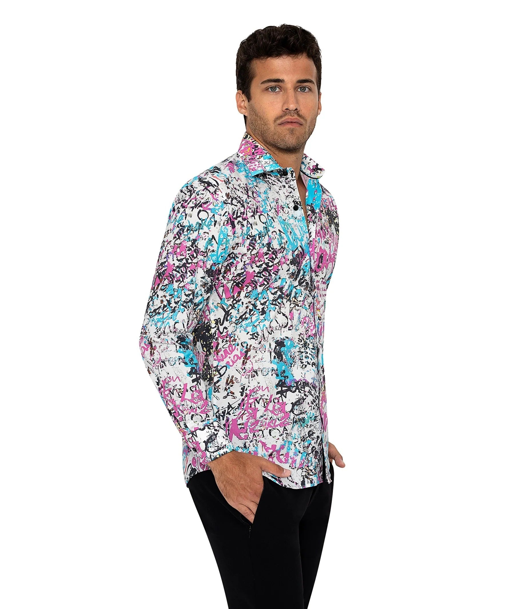 graffiti dress shirt Bertigo Shirt | Karter Graffiti Shirt