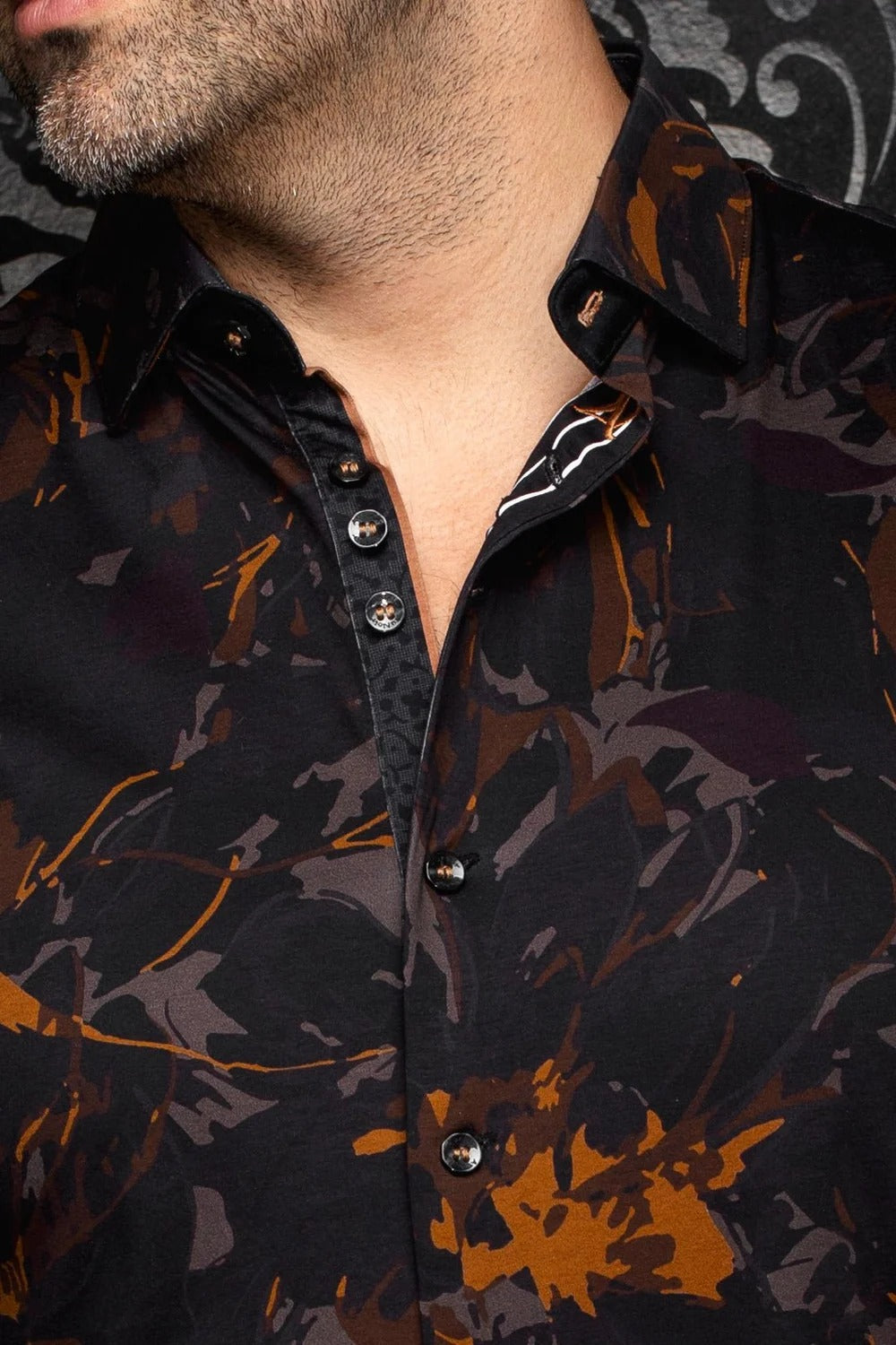 Au Noir Stretch Shirt | Belmonte Black Tobacco