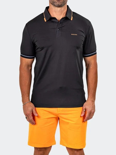 Maceoo Stretch Short-Sleeve Polos | Polo Knit Ascension0091 Black