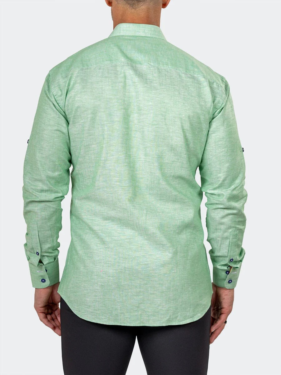 Maceoo Stretch Shirt | Eins Marthyr Green Satin Shirt