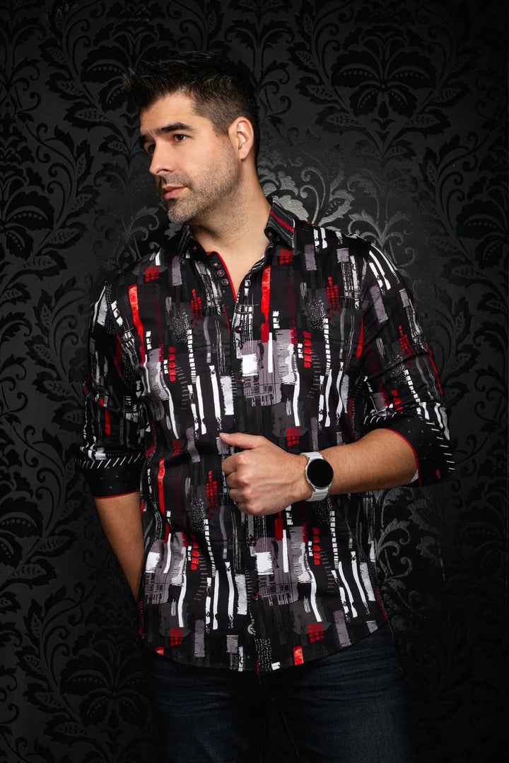 Au Noir Stretch Shirt | Beaumont Black Red