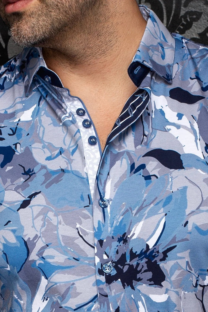 Au Noir Stretch Shirt | Belmonte Blue Grey