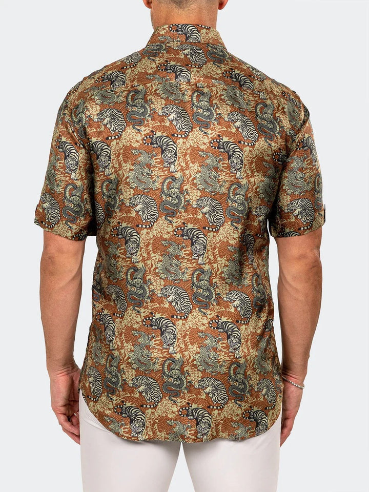 Maceoo Stretch Short-Sleeve Shirt | Galileo Marthyr0203 Brown