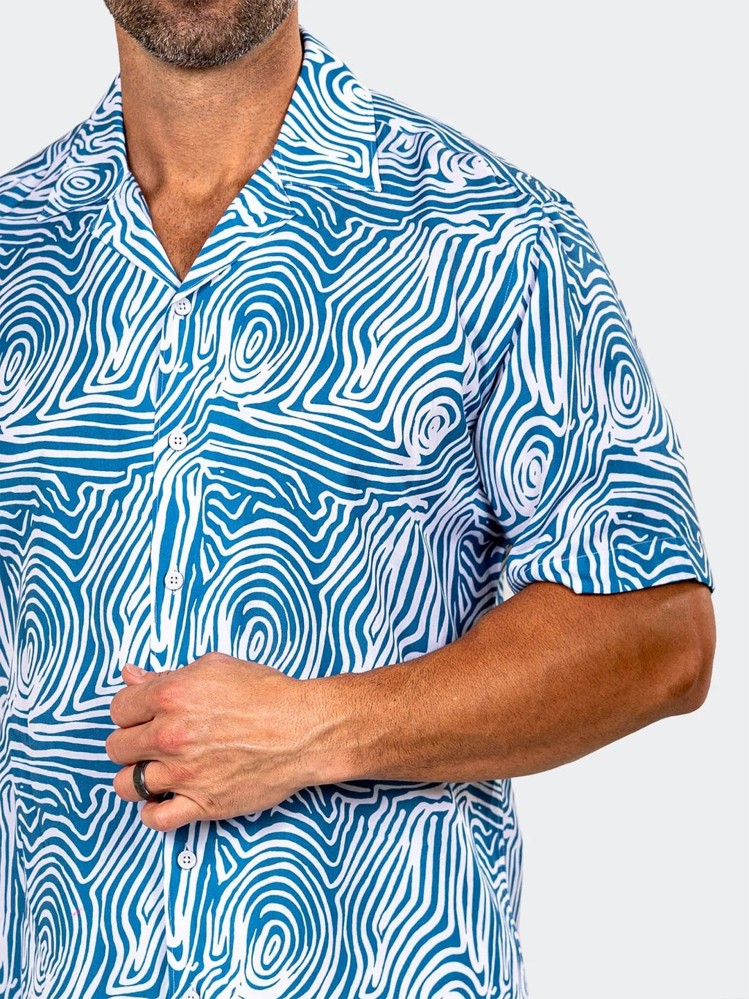 Maceoo Stretch Short-Sleeve Shirt | Apachi Marthyr Blue Shirt
