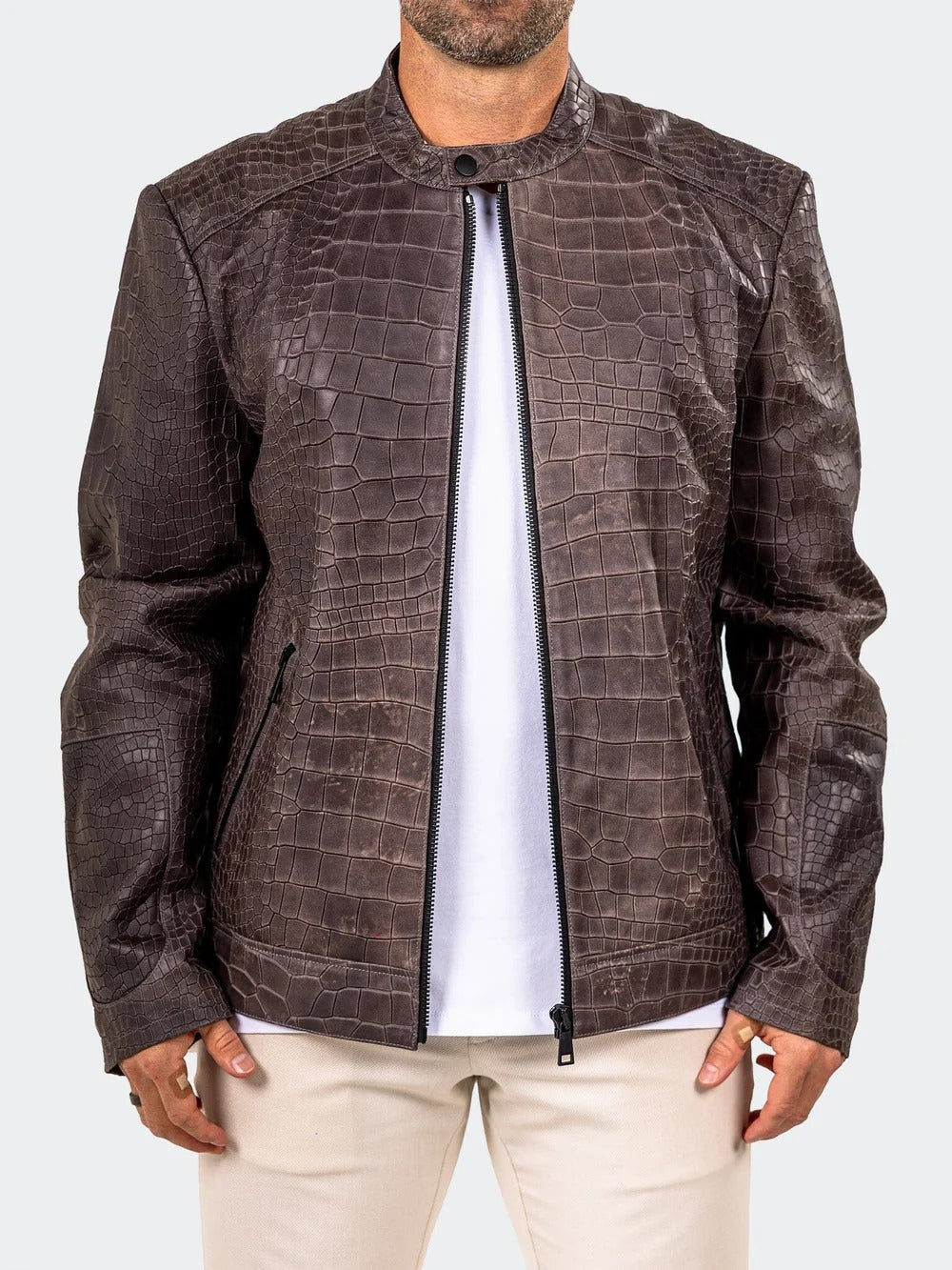 Maceoo Jacket | Leather Marthyr027 Grey