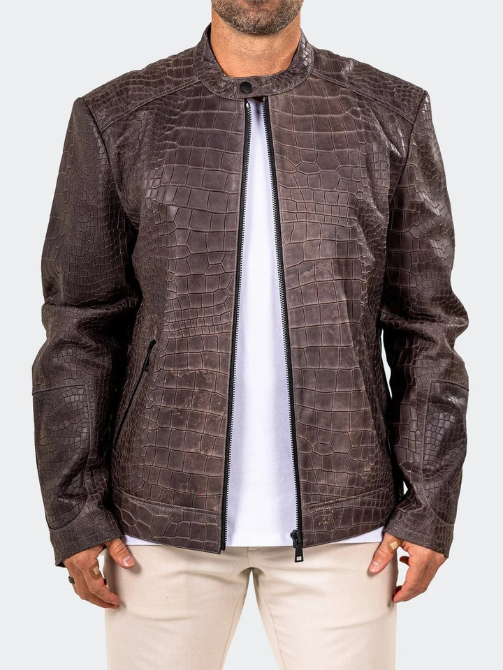 Maceoo Jacket | Leather Marthyr027 Grey