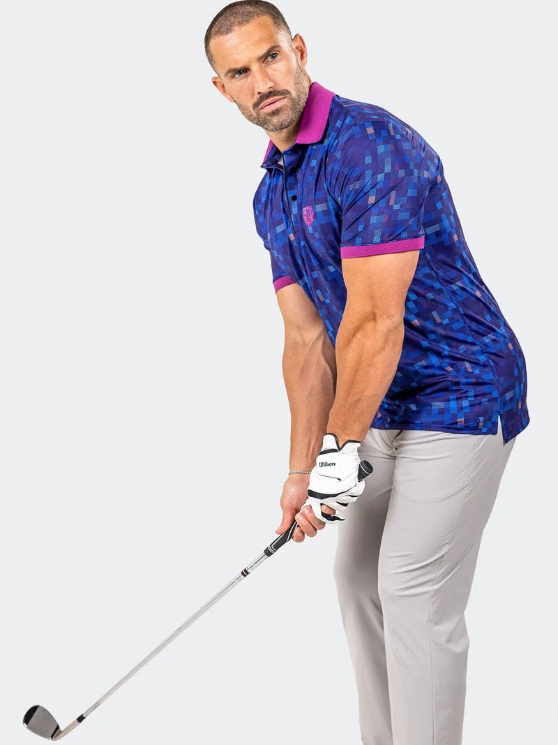 Maceoo Stretch Short-Sleeve Polos | Golf Polo Marthyr0015 Blue