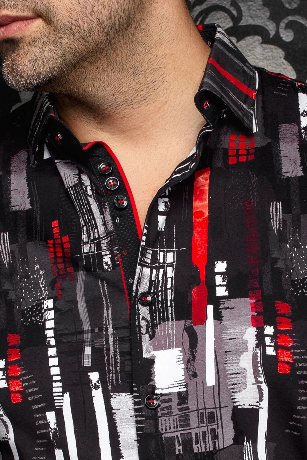 Au Noir Stretch Shirt | Beaumont Black Red