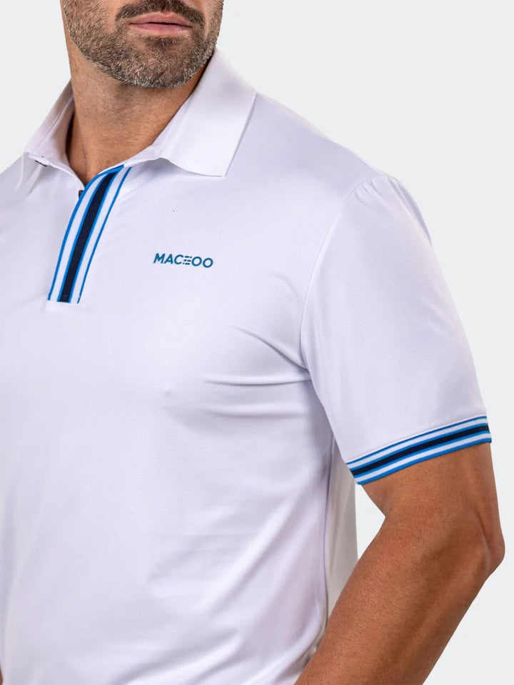 Maceoo Stretch Short-Sleeve Polos | Golf Polo Marthyr0016 White