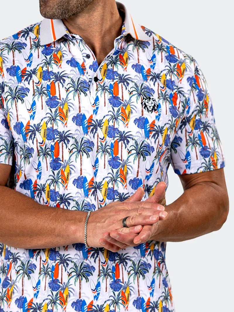 Maceoo Stretch Short-Sleeve Polos | Golf Polo Marthyr0024 White