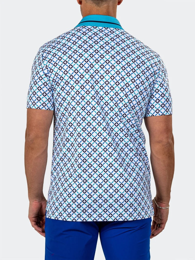 Maceoo Stretch Short-Sleeve Polos | Golf Polo Marthyr0025 Blue