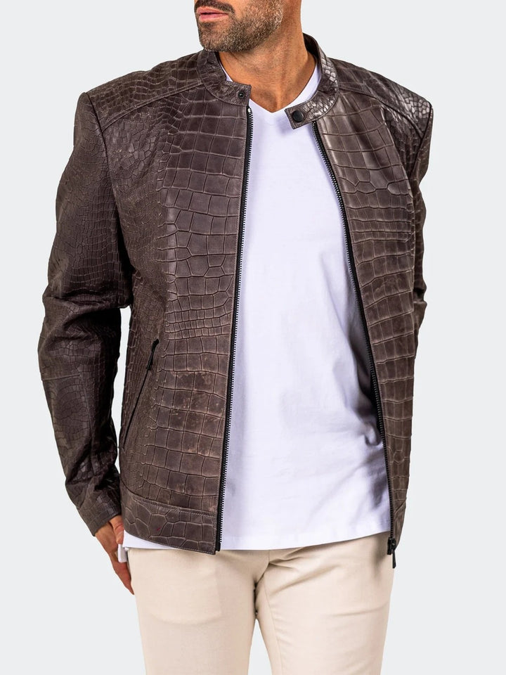Maceoo Jacket | Leather Marthyr027 Grey