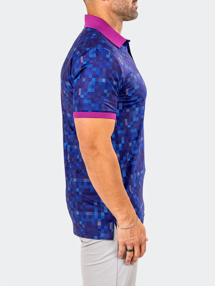 Maceoo Stretch Short-Sleeve Polos | Golf Polo Marthyr0015 Blue