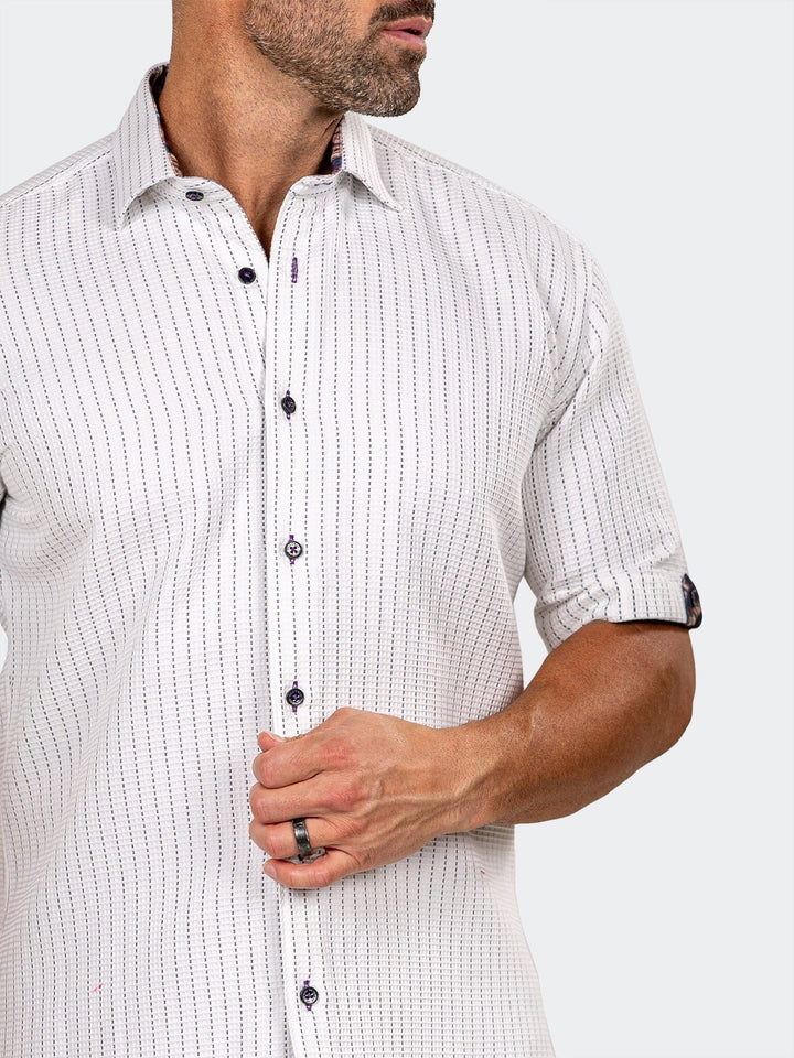 Maceoo Stretch Short-Sleeve Shirt | Galileo Marthyr Dotted White Shirt