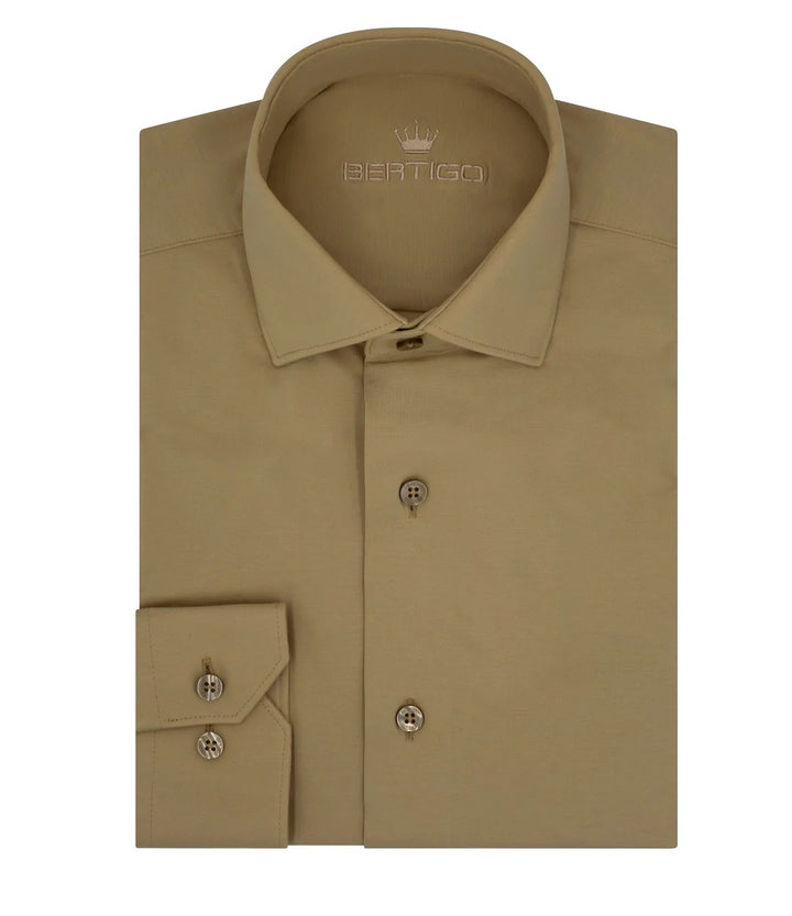 COOPER TAN KNIT LONG SLEEVE BUTTON DOWN SHIRT [Size L/4] (Copy)
