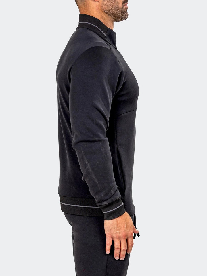 Maceoo Athletic Wear | Marthyr Black Zip Sweater