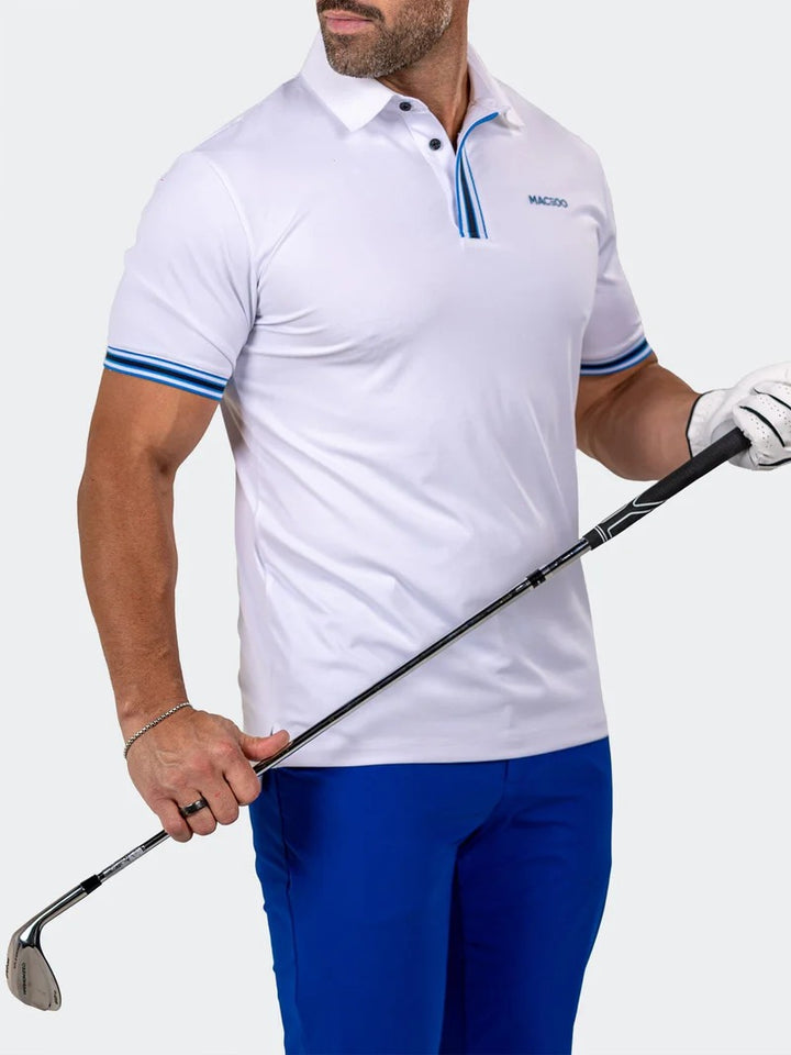 Maceoo Stretch Short-Sleeve Polos | Golf Polo Marthyr0016 White