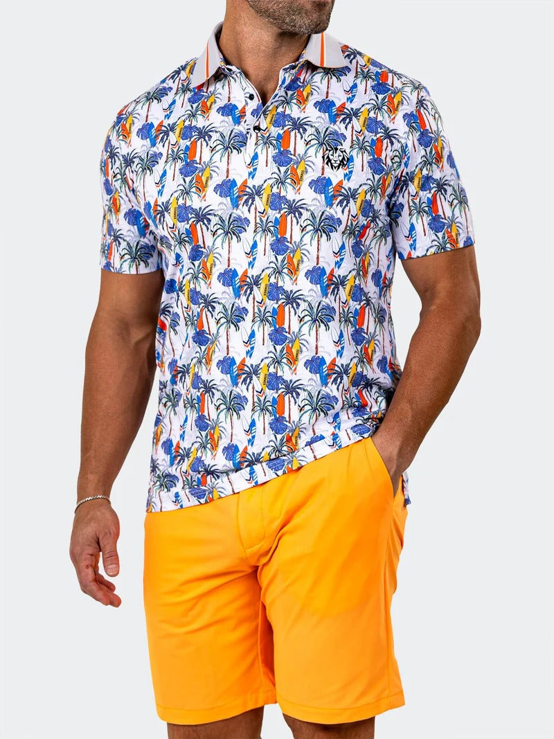 Maceoo Stretch Short-Sleeve Polos | Golf Polo Marthyr0024 White