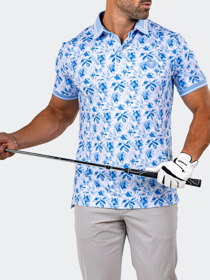 Maceoo Stretch Short-Sleeve Polos | Golf Polo Marthyr0008 Blue