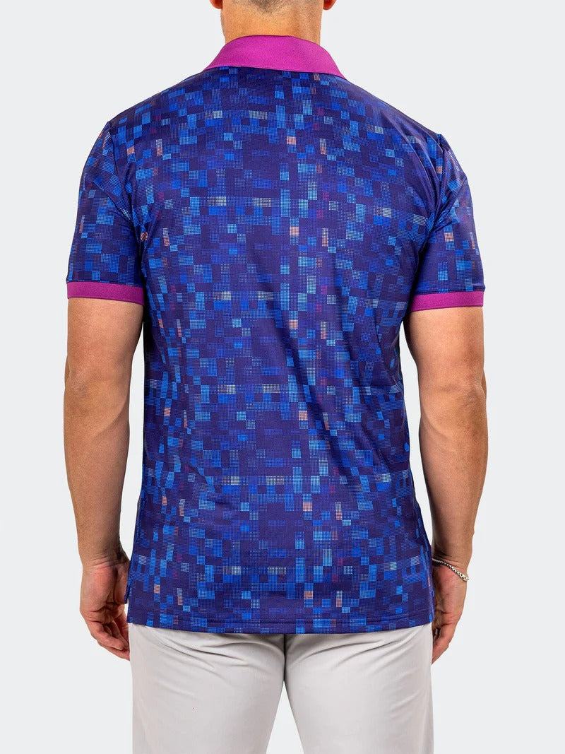 Maceoo Stretch Short-Sleeve Polos | Golf Polo Marthyr0015 Blue