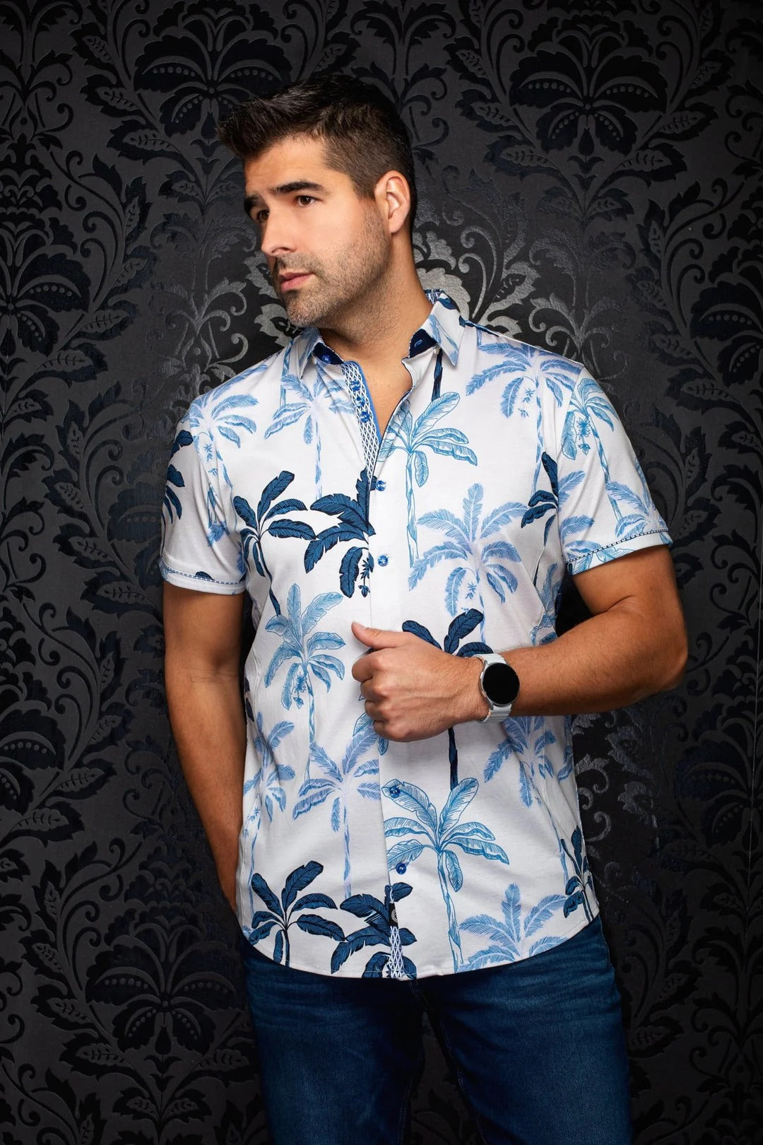 Au Noir Stretch Short Sleeve Shirt | Azure Stone