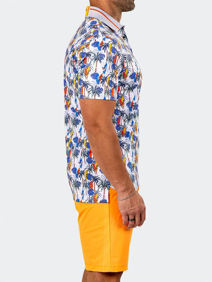 Maceoo Stretch Short-Sleeve Polos | Golf Polo Marthyr0024 White