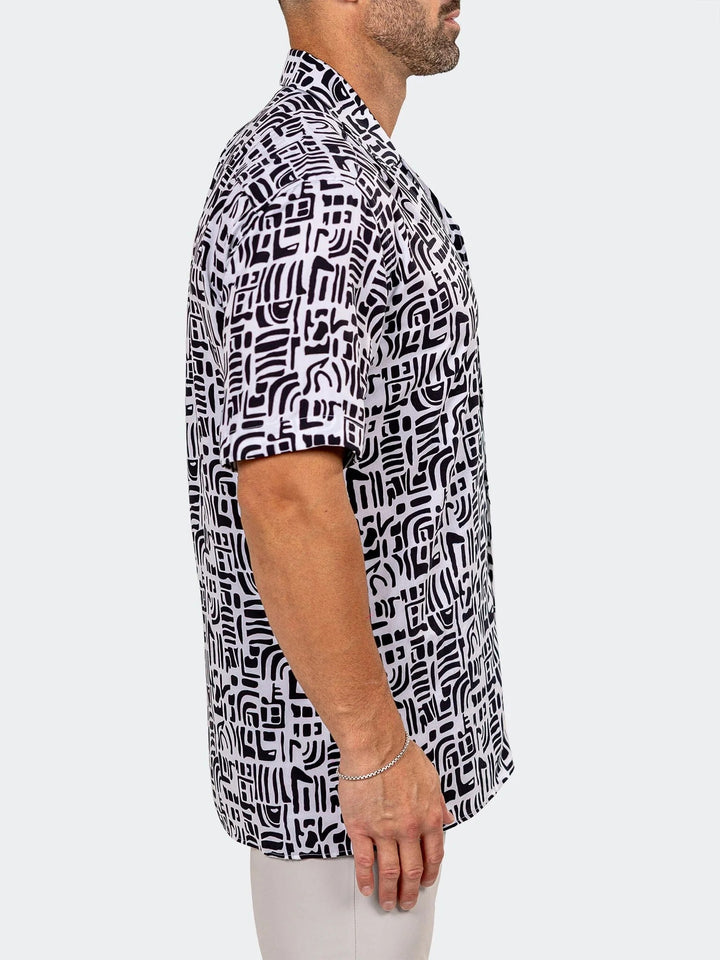 Maceoo Stretch Short-Sleeve Shirt | Apachi Marthyr Swirl White Shirt