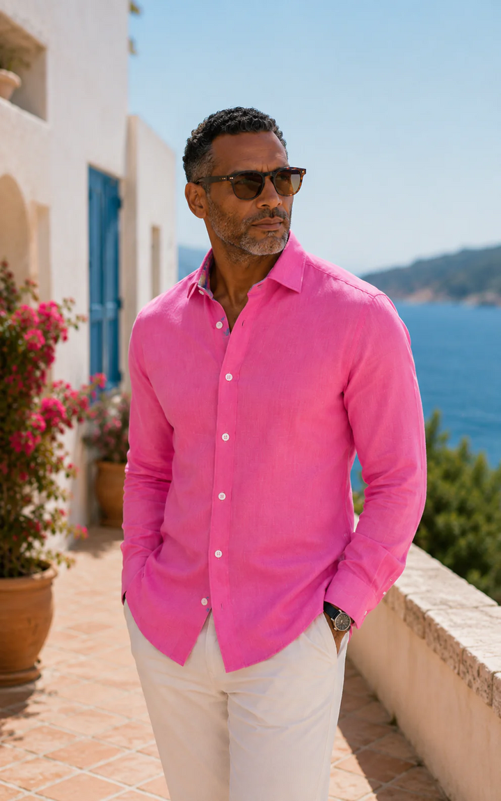 Masutto Shirt | LIN-52 LONG SLEEVE BUTTON DOWN SHIRT