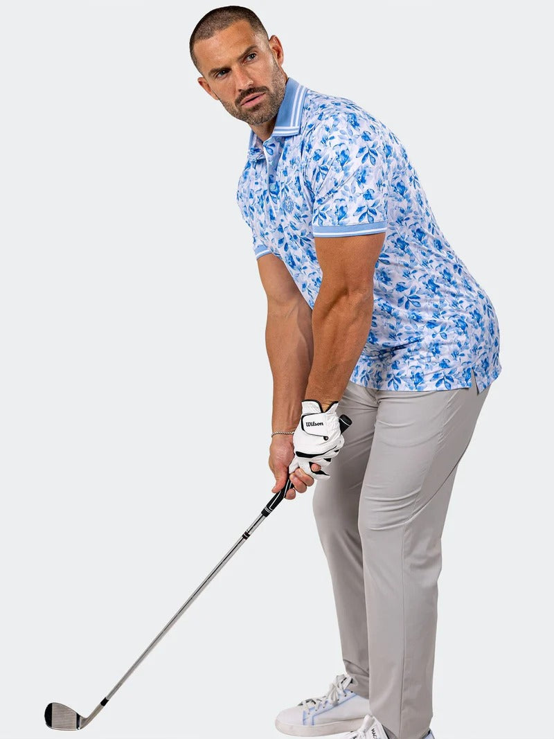 Maceoo Stretch Short-Sleeve Polos | Golf Polo Marthyr0008 Blue