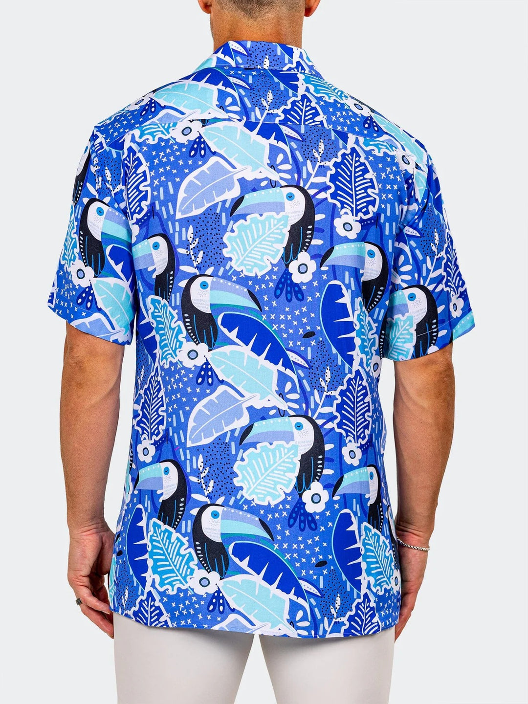 Maceoo Stretch Short-Sleeve Shirt | Apachi Marthyr Tropical Blue Shirt