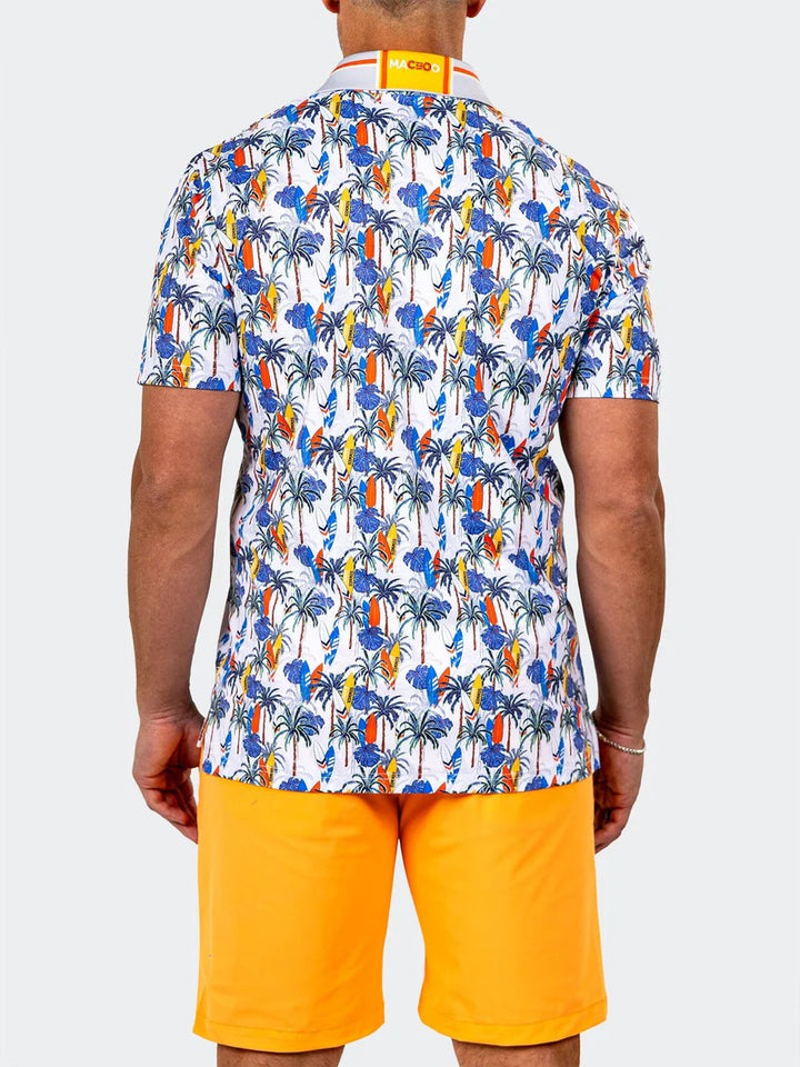 Maceoo Stretch Short-Sleeve Polos | Golf Polo Marthyr0024 White