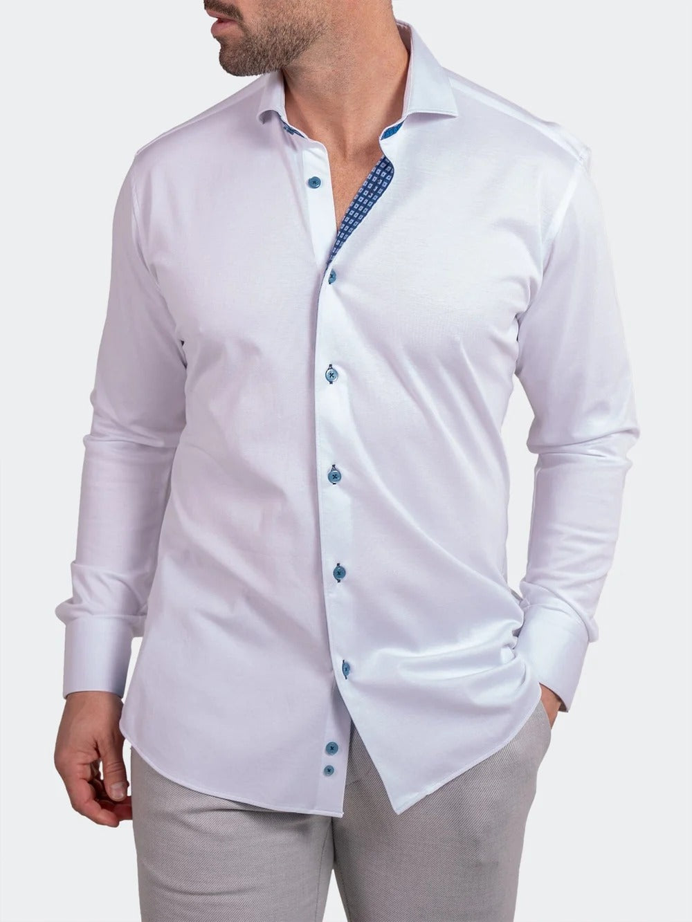 Maceoo Stretch Shirt | Stretch Ascension White Shirt