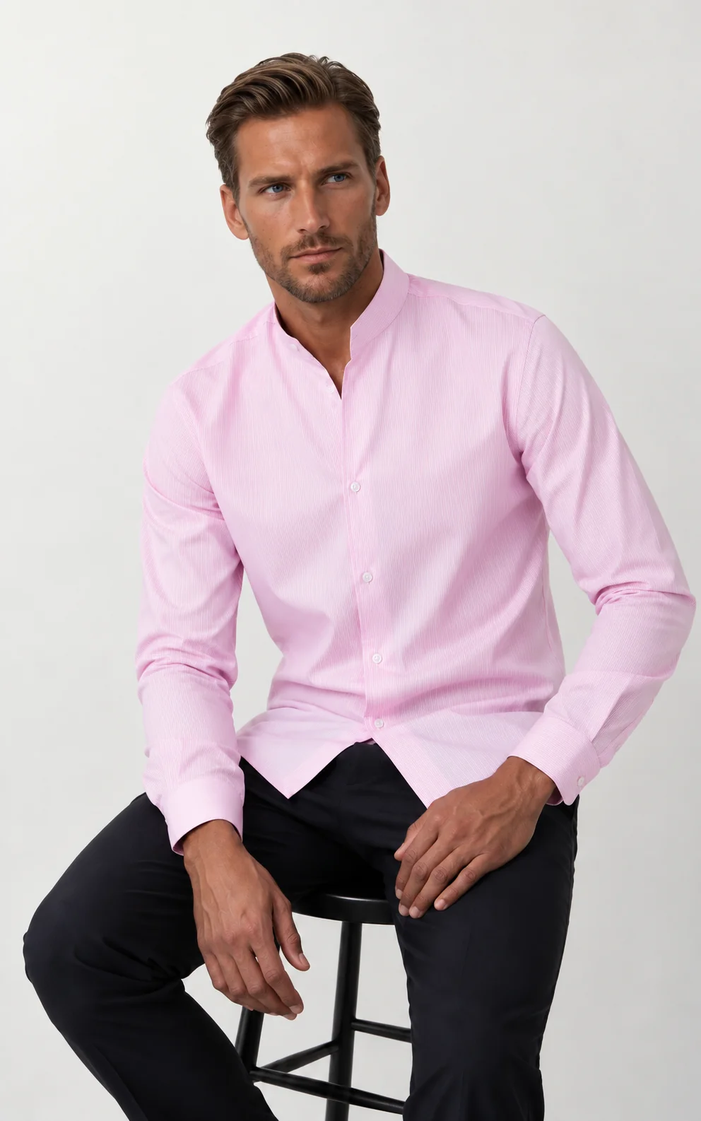 Masutto Shirt | LONDON-52 LONG SLEEVE SHIRT TULIP COLLAR