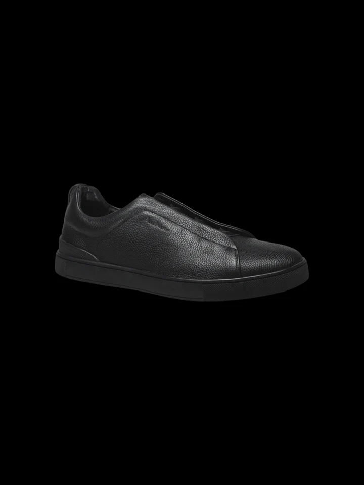 Au Noir Shoes | LEATHER SLIP-ON SHOES_HOLDEN BLACK