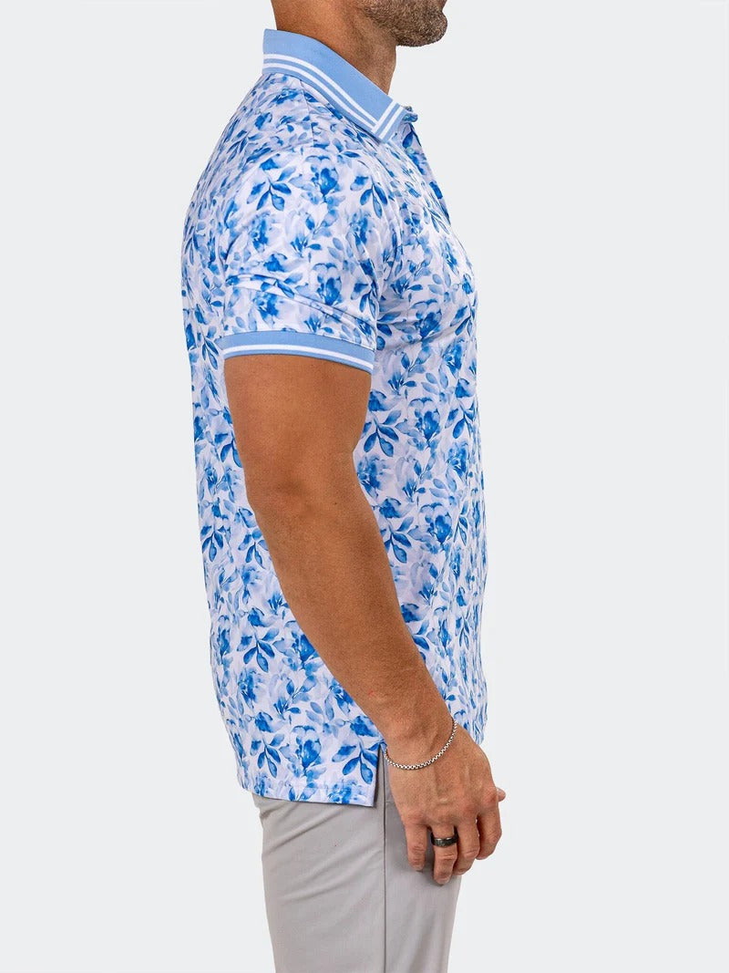Maceoo Stretch Short-Sleeve Polos | Golf Polo Marthyr0008 Blue