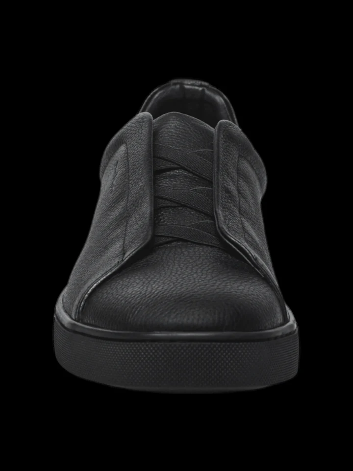 Au Noir Shoes | LEATHER SLIP-ON SHOES_HOLDEN BLACK
