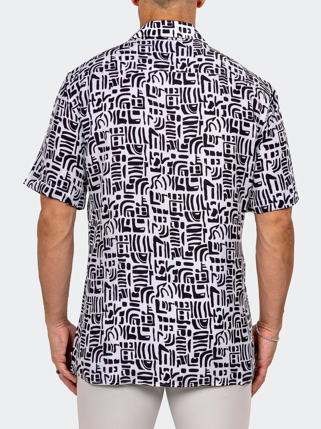 Maceoo Stretch Short-Sleeve Shirt | Apachi Marthyr Swirl White Shirt