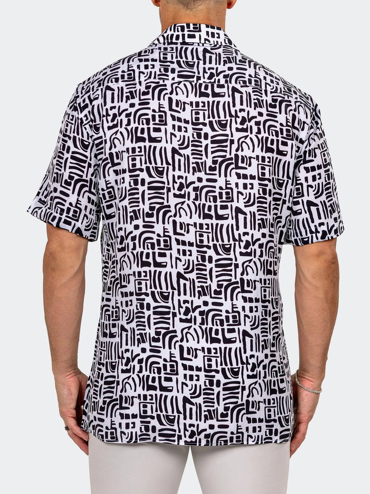 Maceoo Stretch Short-Sleeve Shirt | Apachi Marthyr Swirl White Shirt