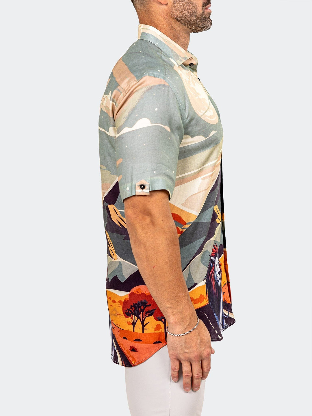 Maceoo Stretch Short-Sleeve Shirt | Galileo Marthyr Brown Shirt
